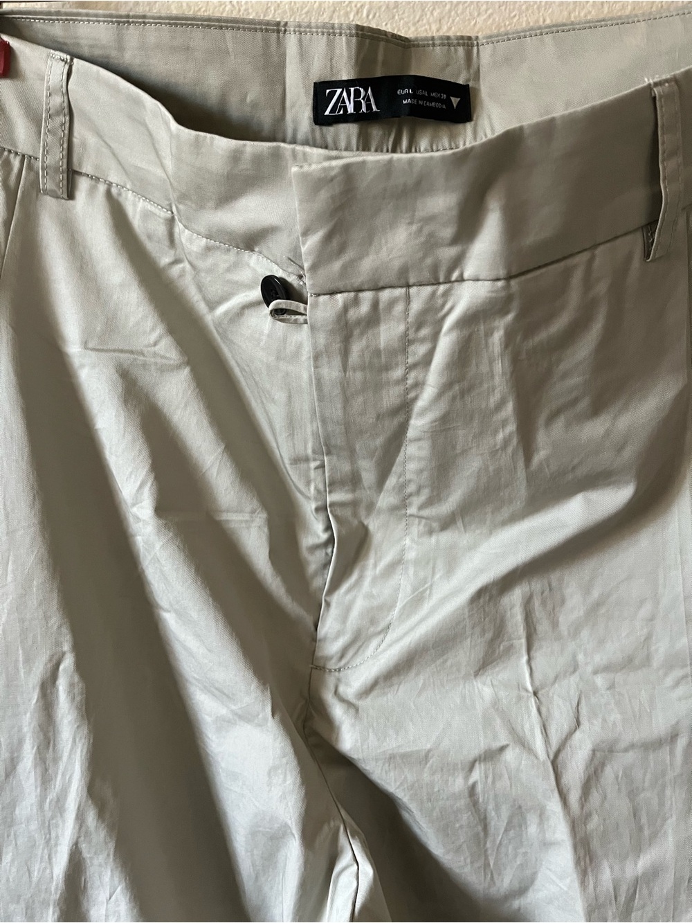 Zara Khaki Pleated Wide-Leg Cargo Pants Size L NWOT - Picture 4 of 8